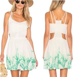 Free People Tropical Oasis Printed Jumper Dress Women’s White Green Size XS